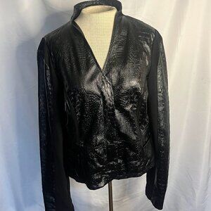 Allen B. Women's Black Croc Embossed Faux Leather jacket Size L